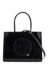 Tory Burch Ella Bio Patent Small Shopping Bag In Black (black)
