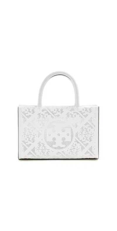 Tory Burch Ella Bio Perforated Mini Tote Blanc