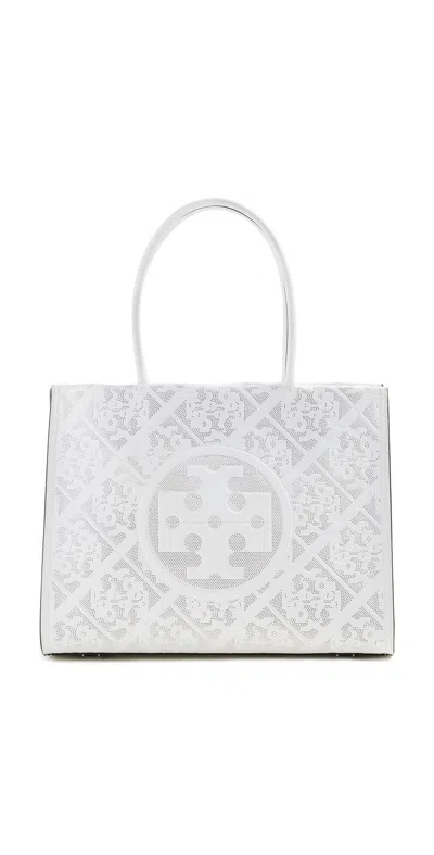 Tory Burch Ella Bio Perforated Small Tote Blanc
