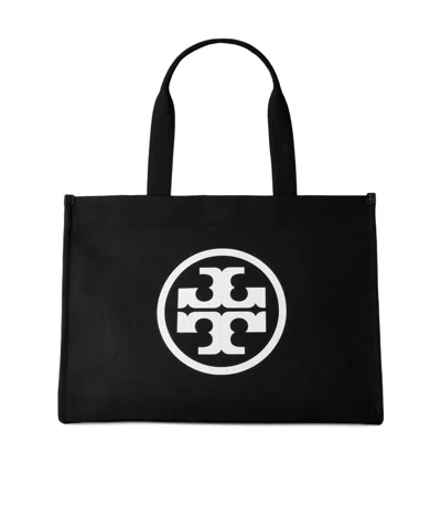 Tory Burch Ella Canvas Tote In Black