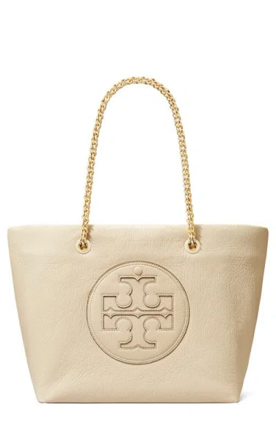 Tory Burch Ella Chain Crinkle Leather Tote In White