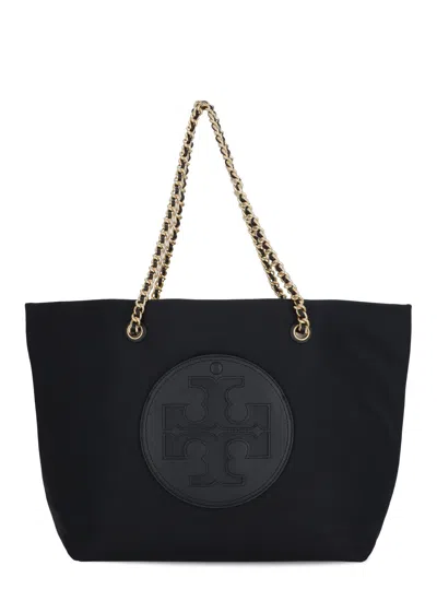 Tory Burch Ella Chain Nylon Tote Bag In Black