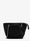 Tory Burch Ella Chain Small Nylon Shoulder Bag In Black