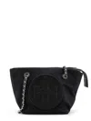 Tory Burch Ella Chain Small Nylon Shoulder Bag In Black