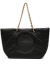 Tory Burch Ella Chain Logo Patch Tote Bag In Schwarz