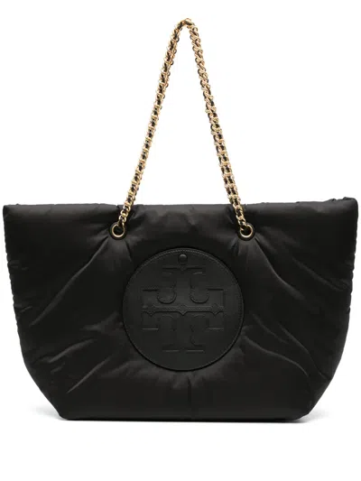 Tory Burch Ella Chain Padded Tote Bag In Schwarz