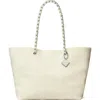 Tory Burch Ella Chain Terry Cloth Tote In White