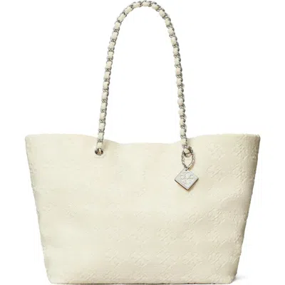 Tory Burch Ella Chain Terry Cloth Tote In White