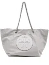 Tory Burch Ella Logo-patch Padded Tote Bag In Grey
