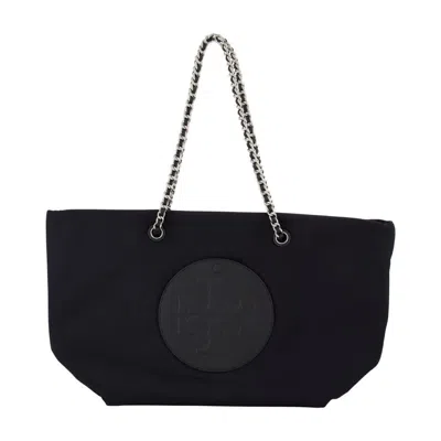 Tory Burch Ella Chain Zip Shopper Bag In Black