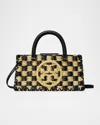 Tory Burch Ella Checkered Crochet Top-handle Bag In Black Natural
