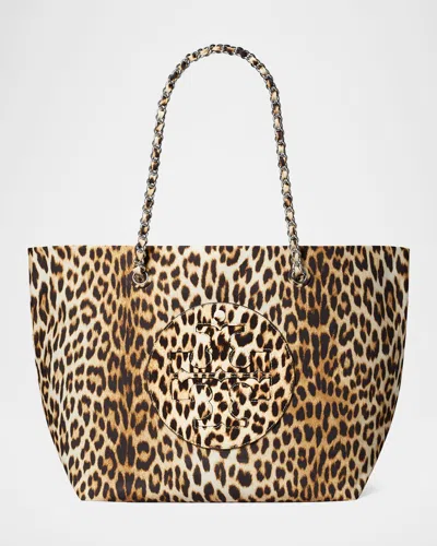 Tory Burch Ella Cheetah-print Chain Tote Bag In Leopard