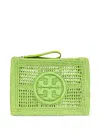 Tory Burch Ella Hand-crocheted Zip Pouch In Green