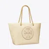 Tory Burch Ella Crinkle Patent Chain Tote In Oats