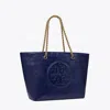 Tory Burch Ella Crinkle Patent Chain Tote In Blue