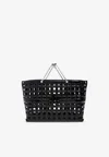Tory Burch Ella Croc Embossed Leather Shopping Basket Tote In Black