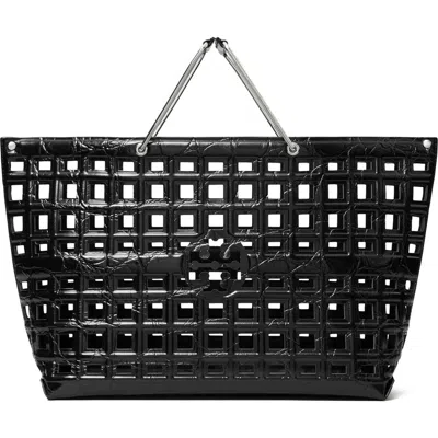 Tory Burch Ella Croc Embossed Leather Shopping Basket Tote