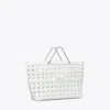 Tory Burch Ella Croc-embossed Market Tote In Blanc