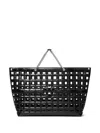 Tory Burch Ella Croc Embossed Leather Shopping Basket Tote In Black