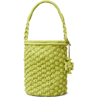 Tory Burch Ella Hand-crocheted Popcorn Bucket Bag In Green