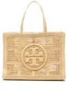 Tory Burch Ella Large Crochet Raffia Tote Bag In Beige
