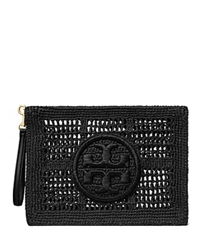 Tory Burch Ella Hand Crochet Wristlet In Black