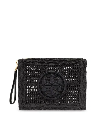 Tory Burch Ella Crochet Pouch In Black  