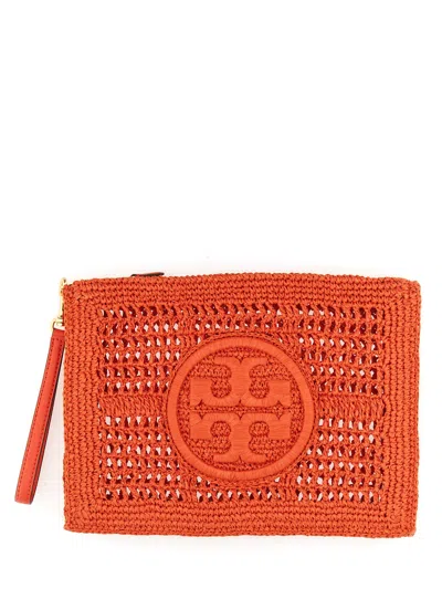 Tory Burch Ella Crochet Pouch In Orange