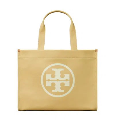 Tory Burch Ella Double T Logo Detailed Tote Bag In Nude