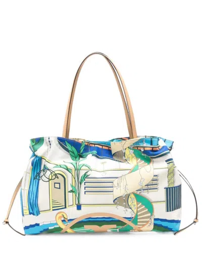 Tory Burch Ella Graphic-print Tote Bag In Blue