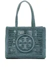 Tory Burch Small Ella Hand-crocheted Tote In Blue