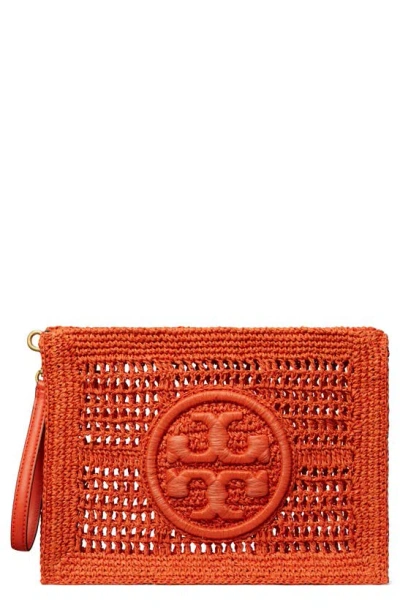 Tory Burch Ella Hand Crochet Wristlet In Poppy Red