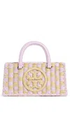 Tory Burch Ella Hand Crocheted Checkered Top Handle Bag Pale Purple In Pale Purple