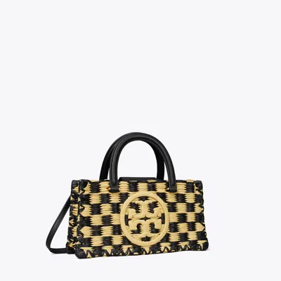 Tory Burch Ella Hand-crocheted East-west Tote In Black/natural