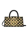 Tory Burch Ella Hand-crocheted East-west Tote In Black/natural
