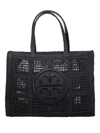Tory Burch Ella Hand-crocheted Large Tote In Black