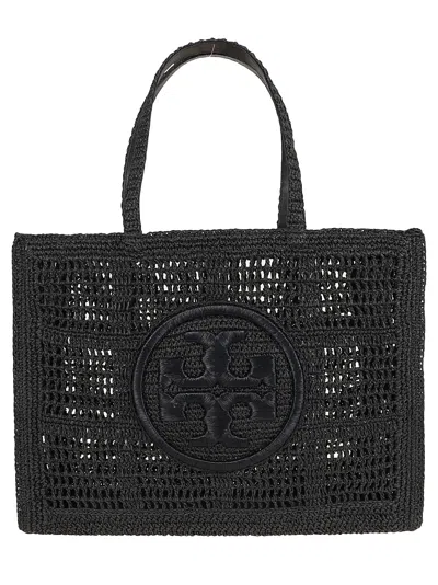 Tory Burch Ella Hand-crocheted Large Tote In Black