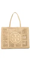TORY BURCH ELLA HAND CROCHETED LARGE TOTE NATURAL