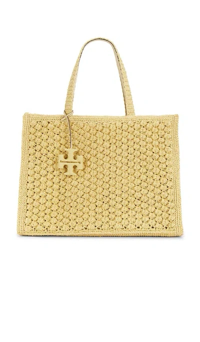 Tory Burch Ella Hand Crocheted Popcorn Stitch Large Tote Bag In Green