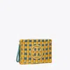 Tory Burch Ella Hand-crocheted Pouch In Deep Turquoise