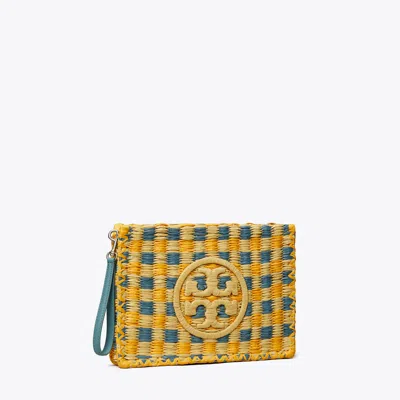 Tory Burch Ella Hand-crocheted Pouch In Deep Turquoise