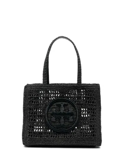 Tory Burch `ella` Hand-crocheted Small Tote Bag In Black