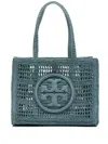 Tory Burch Small Ella Hand-crocheted Tote In Blue