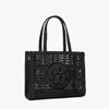 Tory Burch Ella Small Crochet Straw Tote Bag In Black