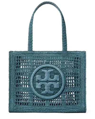 Tory Burch Small Tote With Hand-crocheted Woven Design In Blue