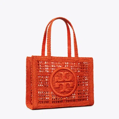 Tory Burch Ella Logo Embroidered Crochet Tote Bag In Orange
