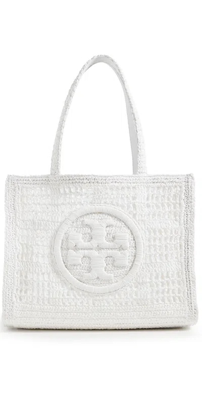 Tory Burch Ella Hand Crocheted Small Tote White