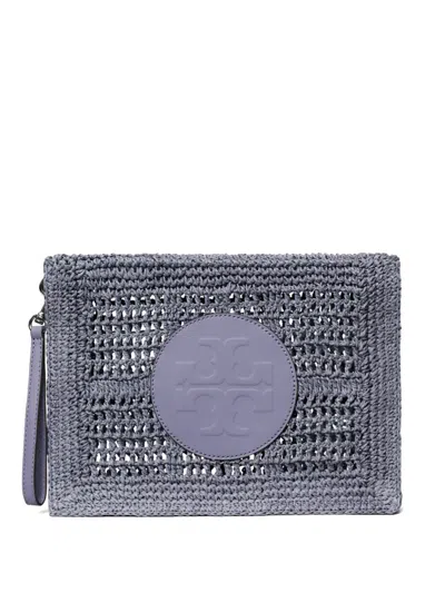 Tory Burch Ella Hand Crochet Straw Pouch In Pattern