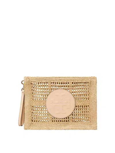 Tory Burch Ella Hand-crocheted Pouch Natural In Beige