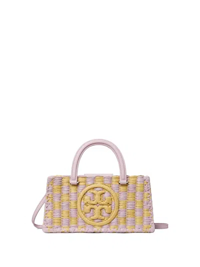 Tory Burch Ella Hand-woven Raffia Bag In Purple